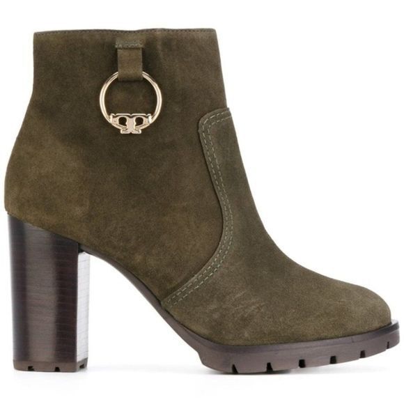 NEW TORY BURCH Sophie lug sole bootie Dark Green Boots‎ Shoes Womens Size 10.5 - Picture 1 of 4
